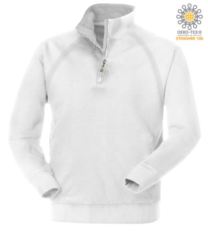 men short zip sweatshirt in White colour