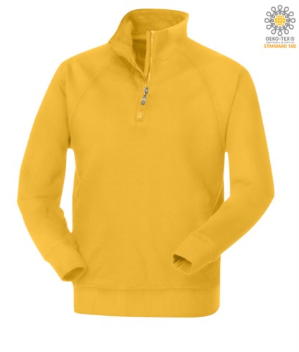 men short zip sweatshirt in Yellow colour