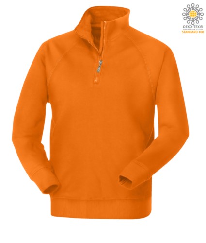 men short zip sweatshirt in Orange colour