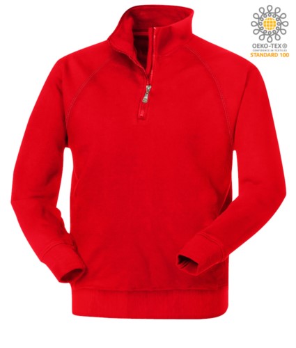 men short zip sweatshirt in Red colour