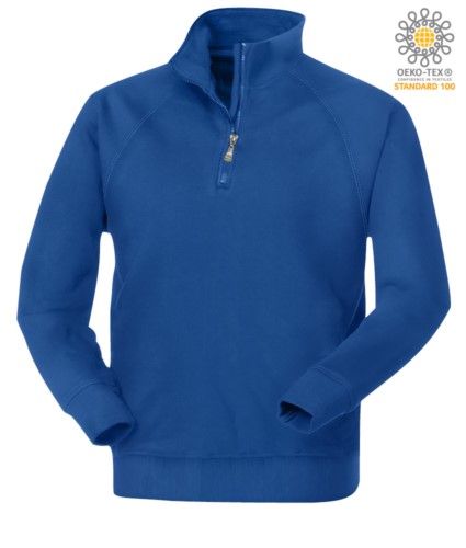 men short zip sweatshirt in Royal Blue colour