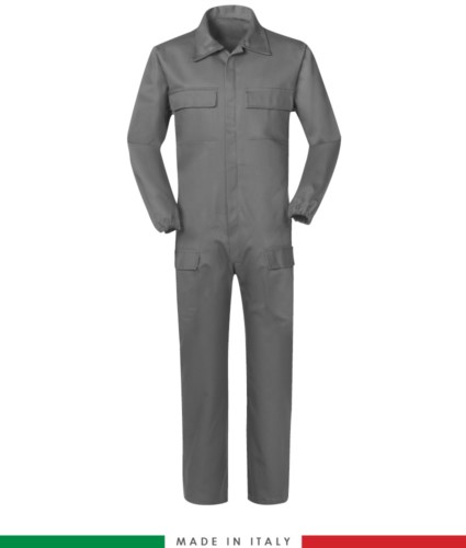 
Multipro Coverall , multi-pocket, Made in Italy, elasticated cuffs, elasticated waist, certified EN 11611, EN 1149-5, EN 13034, CEI EN 61482-1-2:2008, EN 11612:2009, colour grey