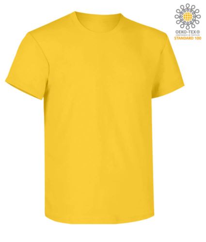 Short sleeve work t-shirt, regular fit, crew neck, OEKO-TEX certified. Colour  gold