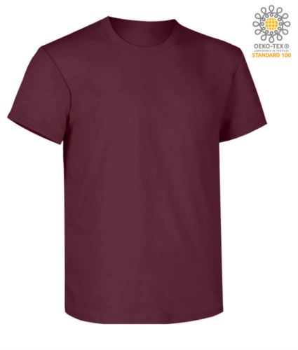 Short sleeve work t-shirt, regular fit, crew neck, OEKO-TEX certified. Colour  burgundy