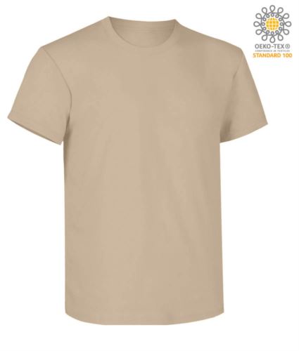 Short sleeve work t-shirt, regular fit, crew neck, OEKO-TEX certified. Colour   sand