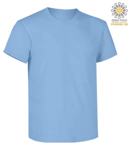 Short sleeve work t-shirt, regular fit, crew neck, OEKO-TEX certified. Colour   skye blue