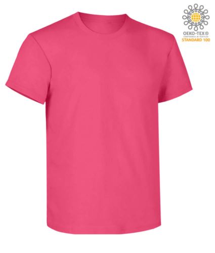 Short sleeve work t-shirt, regular fit, crew neck, OEKO-TEX certified. Colour fuchsia