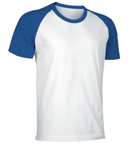 Two-tone jersey short-sleeved work shirt in white and royal blue