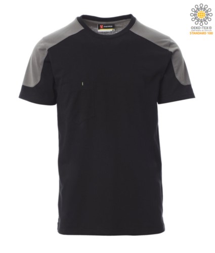 Two-tone short-sleeved T-Shirt, regular fit, crew neck