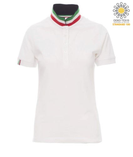 Tricolor short sleeve polo for women