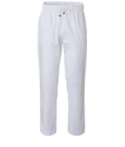 Chef trousers, elasticated waistband with lace, colour white