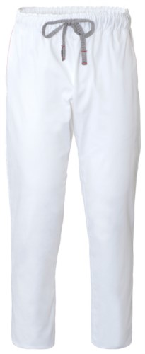 Chef trousers, closure with fabric laces, two back pockets, Colour white