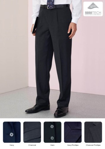 Elegant slim fit men trousers, two welt pockets, wool and polyester fabric with crease resistant fabric. Contact us for a free quote.