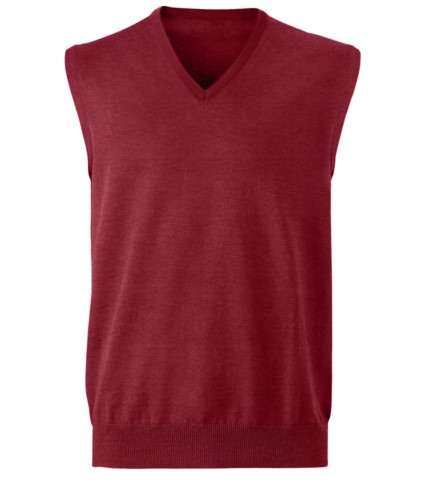 V-neck unisex vest, classic cut, cotton and acrylic fabric. Wholesale of elegant work uniforms. burgundy color

