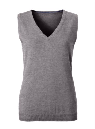 Women vest with V-neck, sleeveless, grey color, knitted fabric 100% cotton. Contact us for a free quote. 