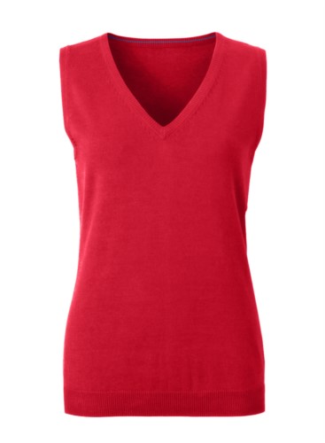 Women vest with V-neck, sleeveless, red color, knitted fabric 100% cotton. Contact us for a free quote. 