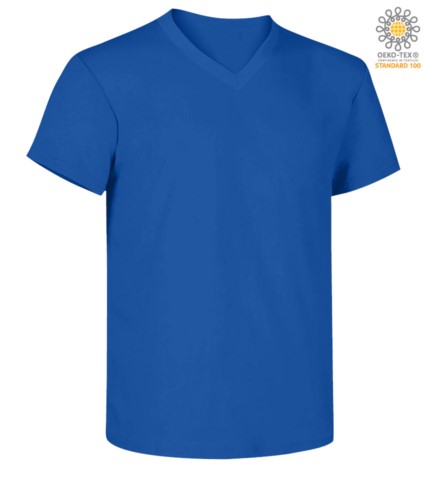 Short sleeve V-neck T-shirt, color royal blue 