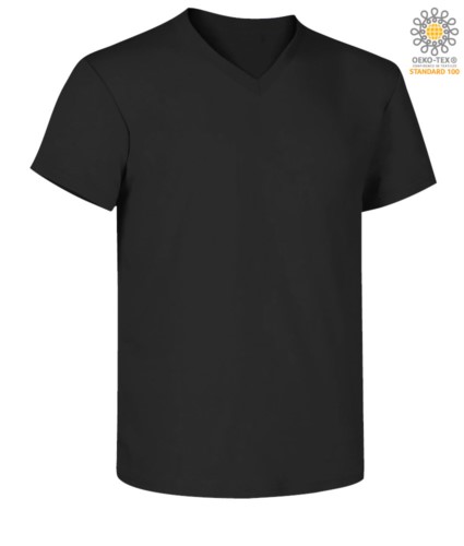 Short sleeve V-neck T-shirt, color balck