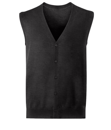 Unisex V-neck cardigan, classic cut, cotton and acrylic fabric. Wholesale of elegant work uniforms. grey color