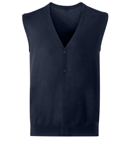 Unisex V-neck cardigan, classic cut, cotton and acrylic fabric. Wholesale of elegant work uniforms. black color