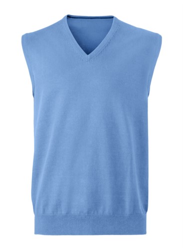 Men vest with V-neck, sleeveless, knitted fabric 100% cotton. Contact us for a free quote. 
sky blue color
