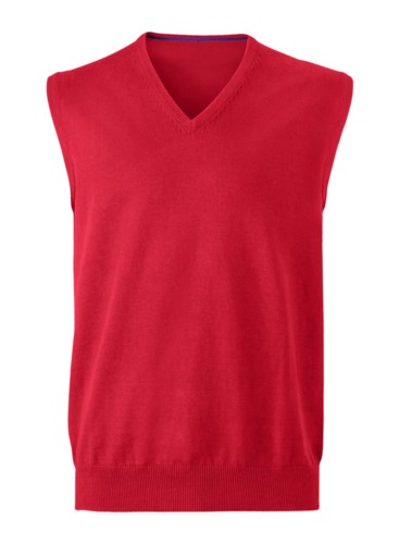 Men vest with V-neck, sleeveless, knitted fabric 100% cotton. Contact us for a free quote. 
red color