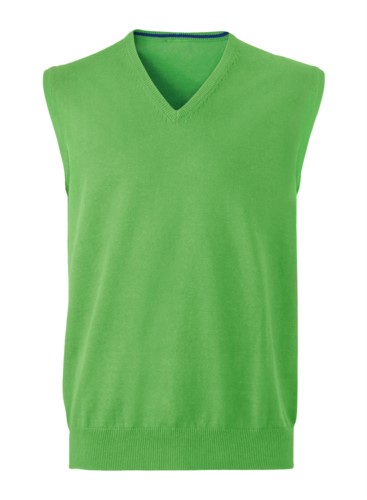 Men vest with V-neck, sleeveless, knitted fabric 100% cotton. Contact us for a free quote. 
green color