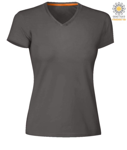 Short sleeve V-neck T-shirt, color smoke