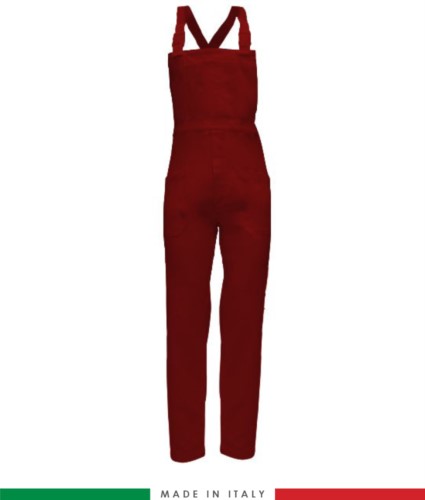 Two tone dungarees. Possibility of personalized production. Made in Italy. Multipockets. Color: red

