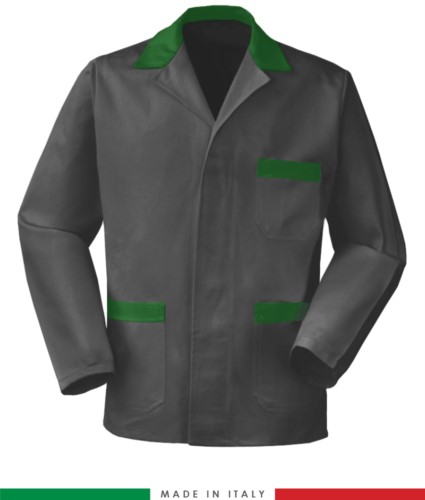 grey / green work jacket, made in Italy, 100% cotton massaua with two pockets