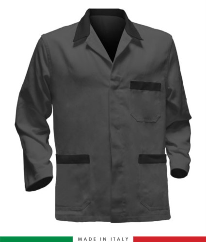 grey / black work jacket, made in Italy, 100% cotton massaua with two pockets