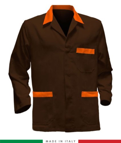 brown / orange work jacket, made in Italy, 100% cotton massaua with two pockets
