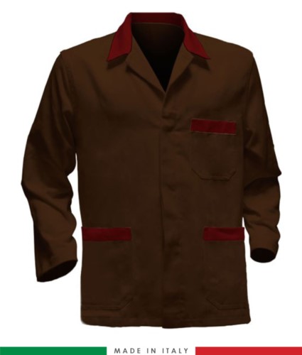 brown / red work jacket, made in Italy, 100% cotton massaua with two pockets