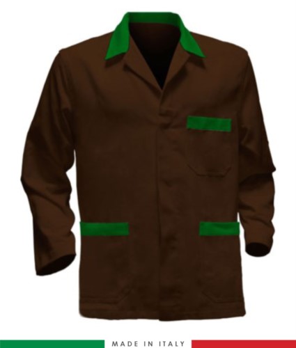 brown / green work jacket, made in Italy, 100% cotton massaua with two pockets