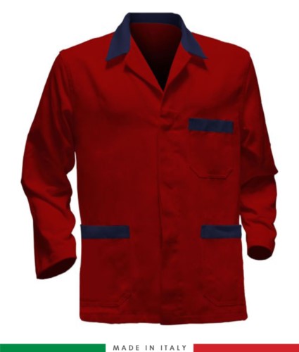 red / blue work jacket, made in Italy, 100% cotton massaua with two pockets
