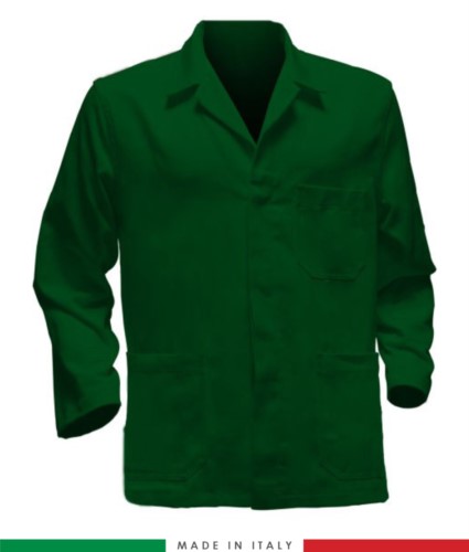 green work jacket made in Italy, 100% cotton massaua and two pockets
