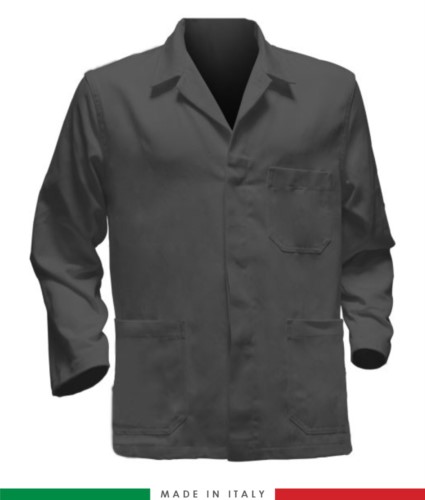 grey work jacket, made in Italy, 100% cotton massaua with two pockets