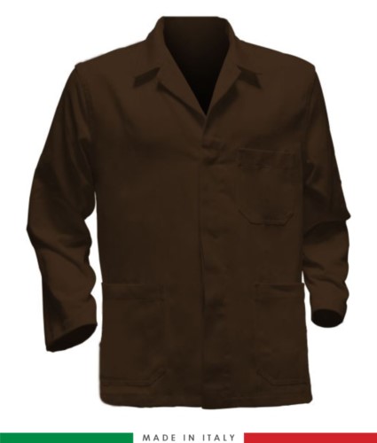 brown work jacket, made in Italy, 100% cotton massaua with two pockets