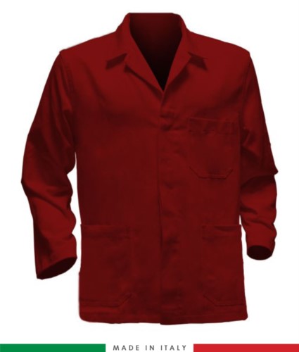 red work jacket, made in Italy, 100% cotton massaua with two pockets