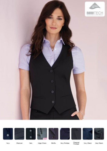 Woman vest in wool and polyester and stain-resistant fabric. Wholesale of elegant uniforms.