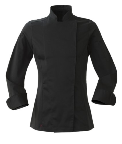 Chef jacket, snap closure, slim fit, color black