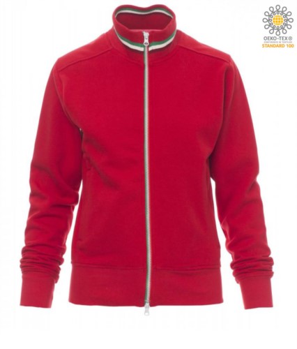 women long zip work sweatshirt in red colour