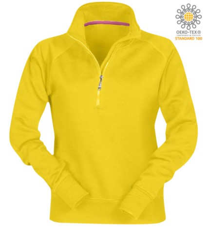 women short zip sweatshirt Yellow color customizable