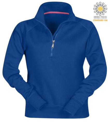 women short zip sweatshirt Royal Blue color customizable