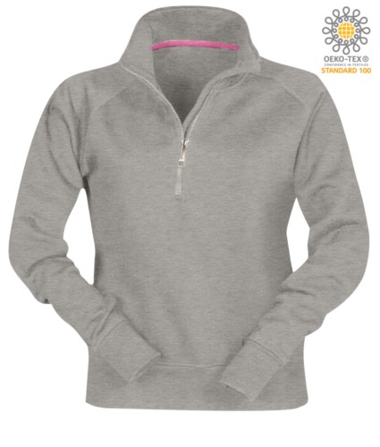 women short zip sweatshirt Gray color customizable
