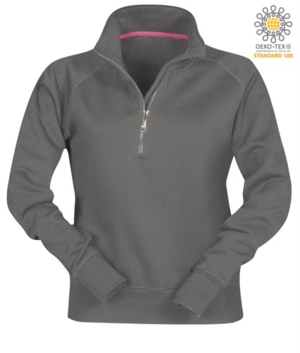 women short zip sweatshirt Smoke color customizable
