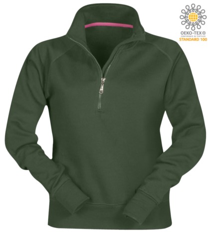 women short zip sweatshirt Green color customizable