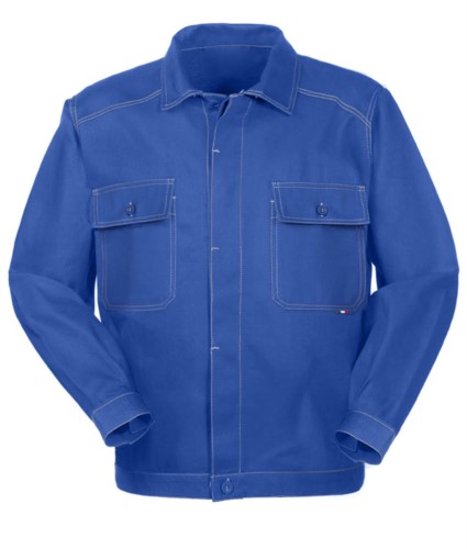 Removable cotton work jacket with pockets. Color Royal Blue 