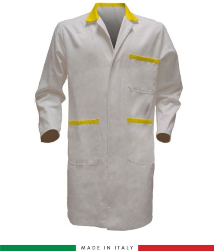 men gowns for professional use 100% cotton color White/Yellow
