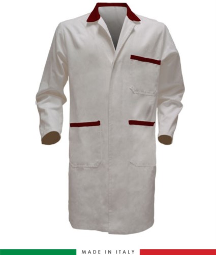 men gowns for professional use 100% cotton color White/red
